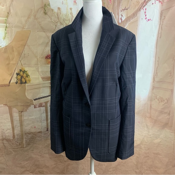 NEW THEORY Windowpane Navy Dover Tech Blazer - Picture 2 of 13